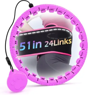 Weighted Hula Circle for Adults Weight Loss, Infinity Fitness Hoop Plus Size 51 Inch with Sweat Belt, Include 27 Detachable Links and Waist Trainer for Women