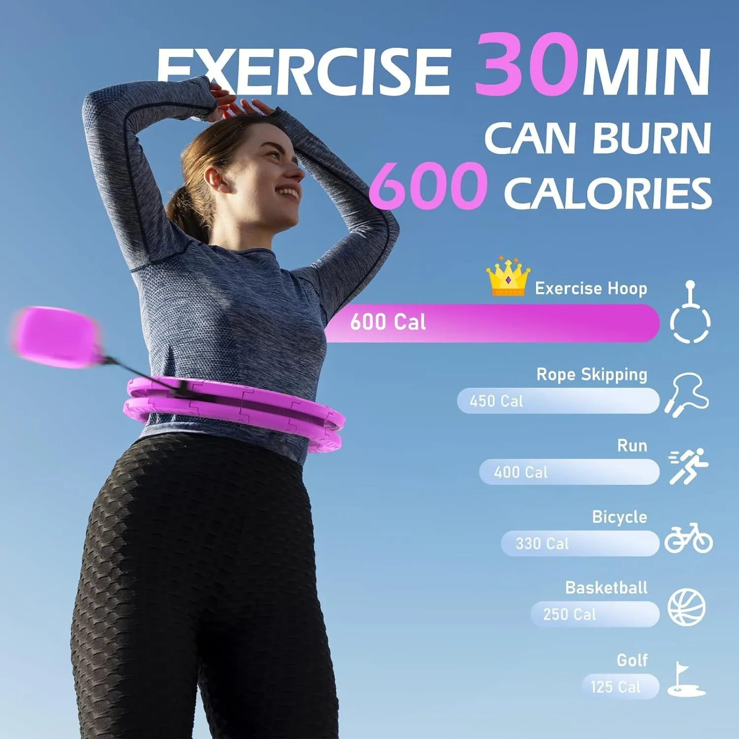 Weighted Hula Circle for Adults Weight Loss, Infinity Fitness Hoop Plus Size 51 Inch with Sweat Belt, Include 27 Detachable Links and Waist Trainer for Women