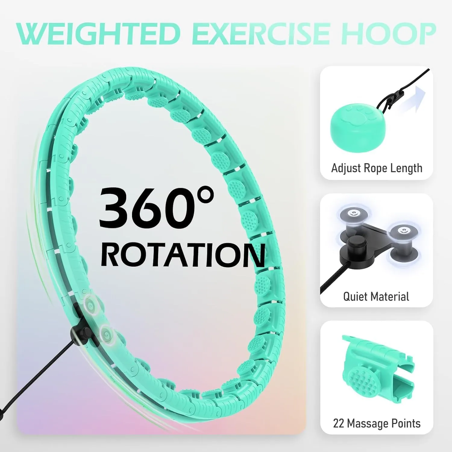 Weighted Hula Circle for Adults Weight Loss, Infinity Fitness Hoop Plus Size 51 Inch with Sweat Belt, Include 27 Detachable Links and Waist Trainer for Women