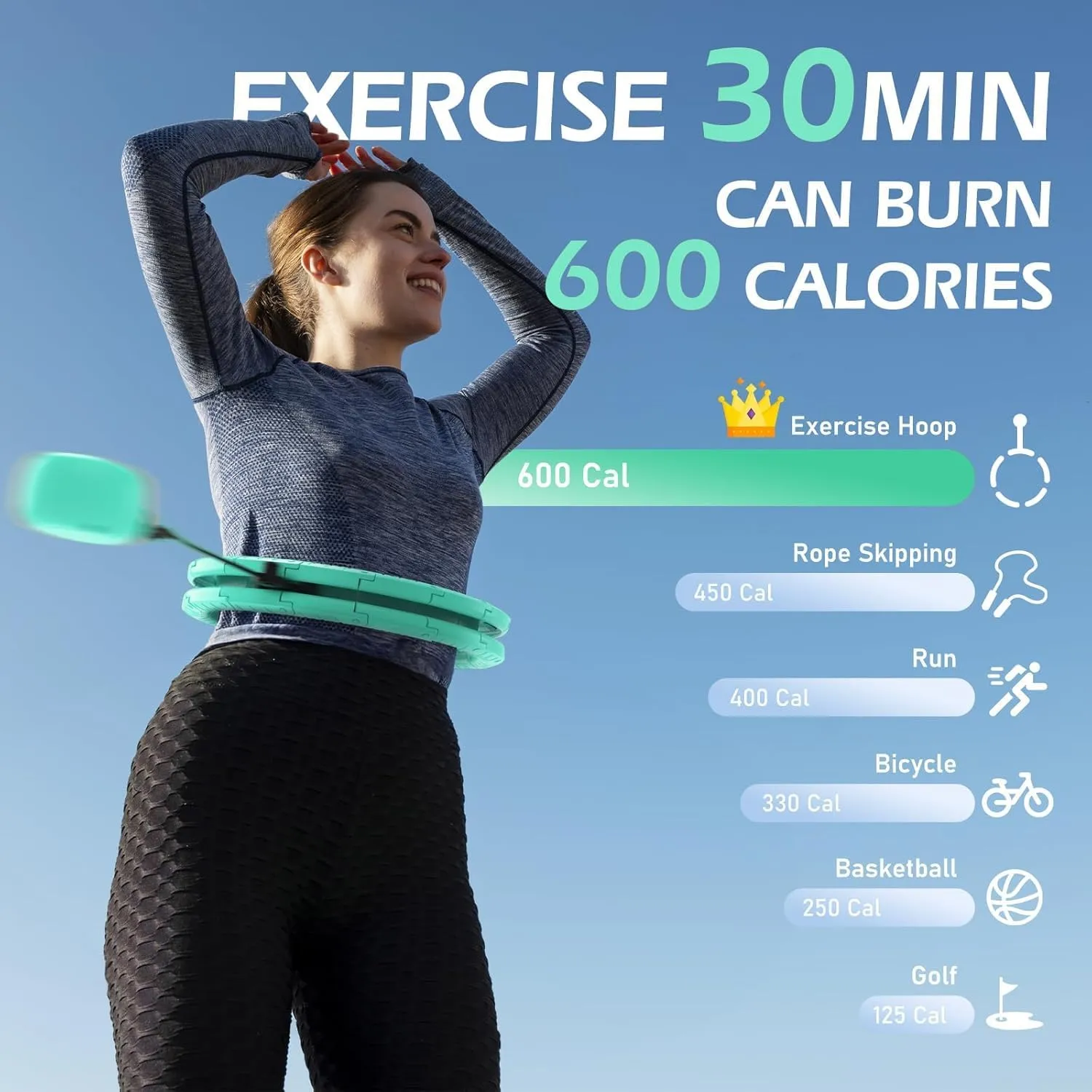 Weighted Hula Circle for Adults Weight Loss, Infinity Fitness Hoop Plus Size 51 Inch with Sweat Belt, Include 27 Detachable Links and Waist Trainer for Women