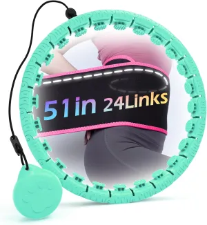 Weighted Hula Circle for Adults Weight Loss, Infinity Fitness Hoop Plus Size 51 Inch with Sweat Belt, Include 27 Detachable Links and Waist Trainer for Women
