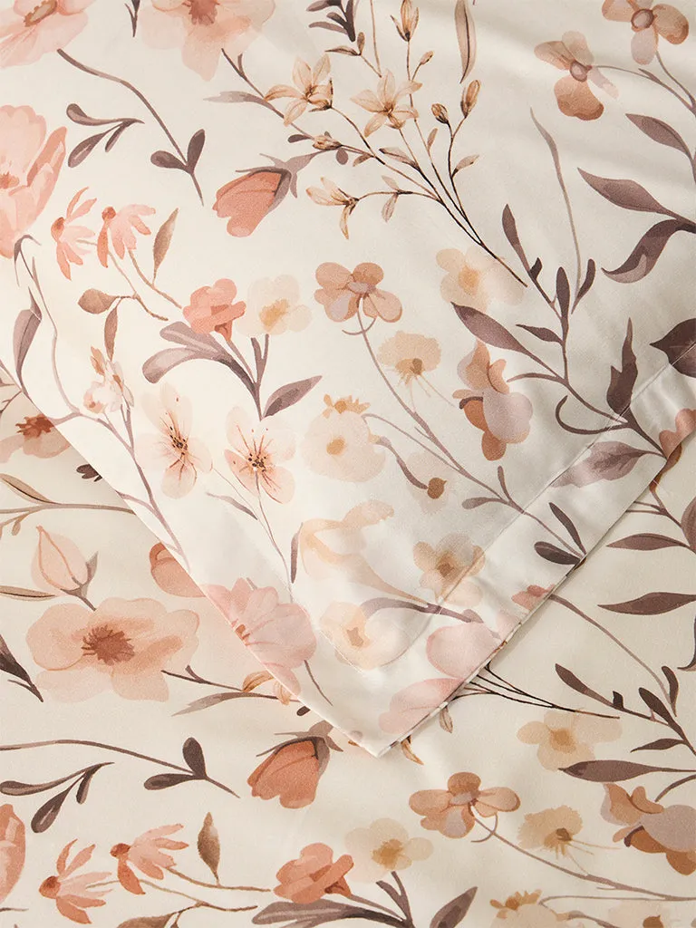 Westside Home Rust Botanical King Bed Flat Sheet and Pillowcase Set