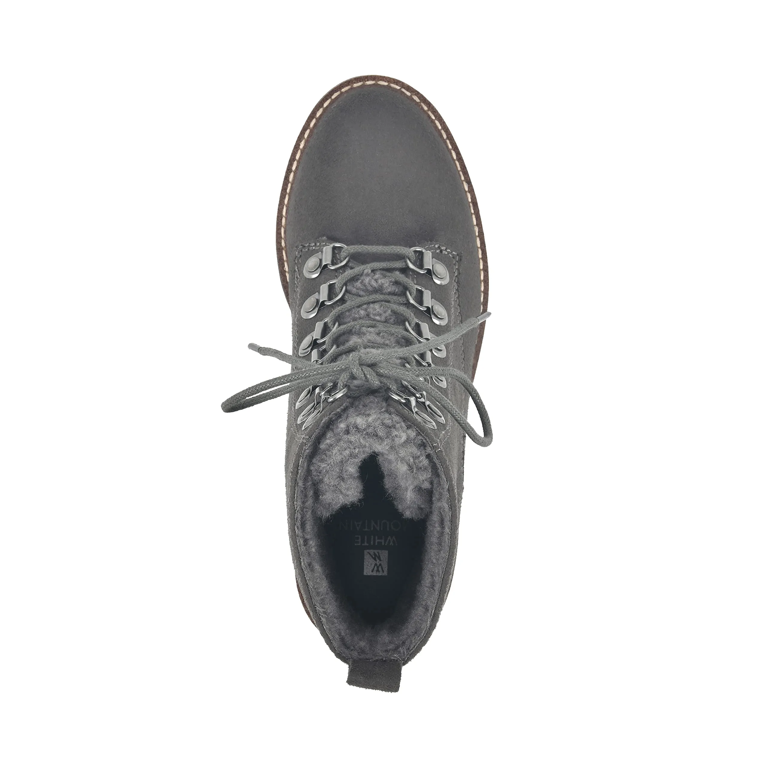 White Mountain Women's lace up Boot Hiking, Charcoal/Suedette, 9