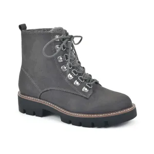 White Mountain Women's lace up Boot Hiking, Charcoal/Suedette, 9