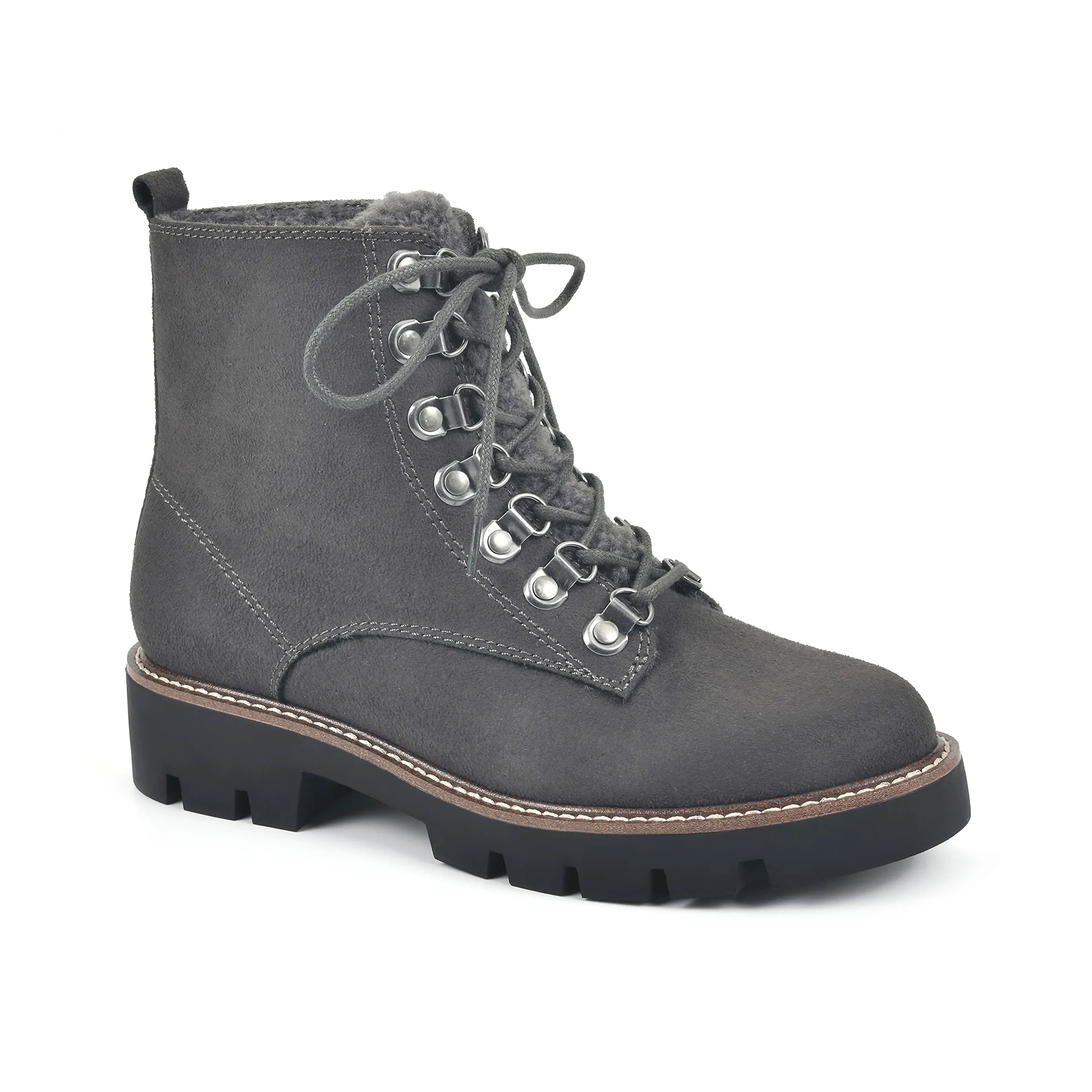 White Mountain Women's lace up Boot Hiking, Charcoal/Suedette, 9
