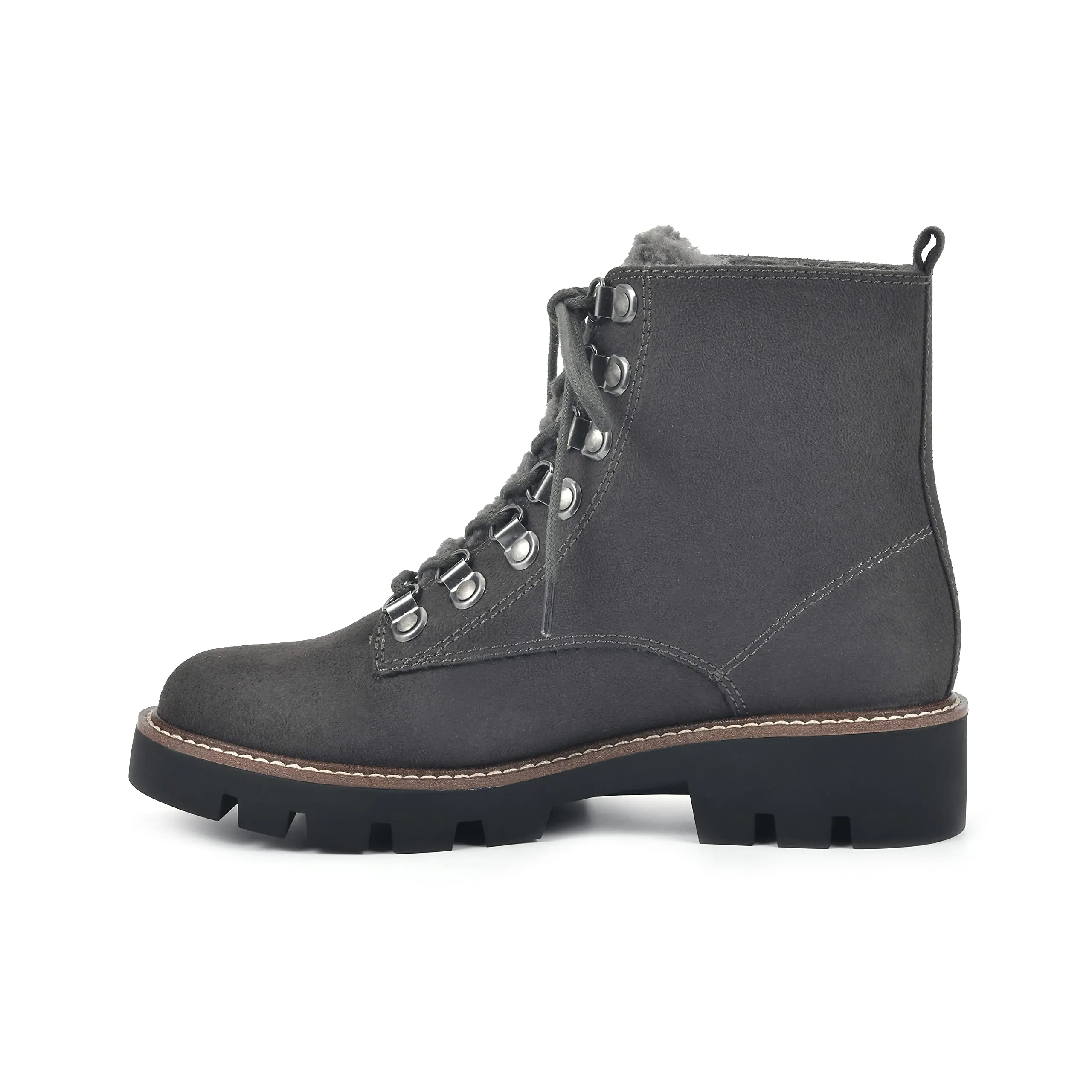 White Mountain Women's lace up Boot Hiking, Charcoal/Suedette, 9