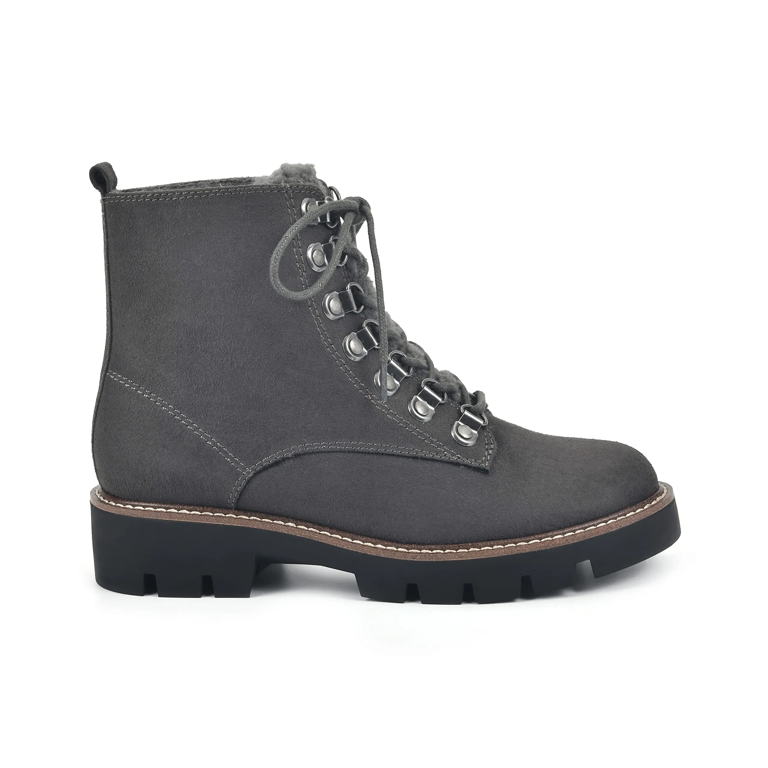 White Mountain Women's lace up Boot Hiking, Charcoal/Suedette, 9
