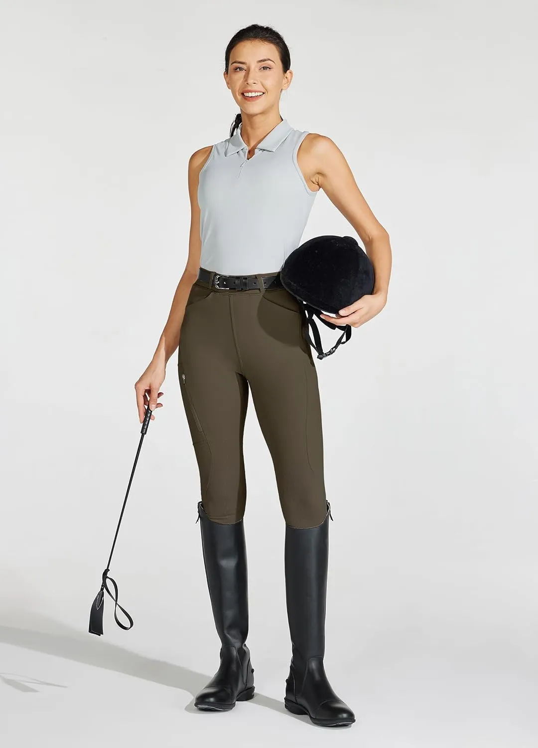 Willit Women's Horse Riding Pants Full Seat Silicone Equestrian Breeches Horseback Schooling Tights Zipper Pockets