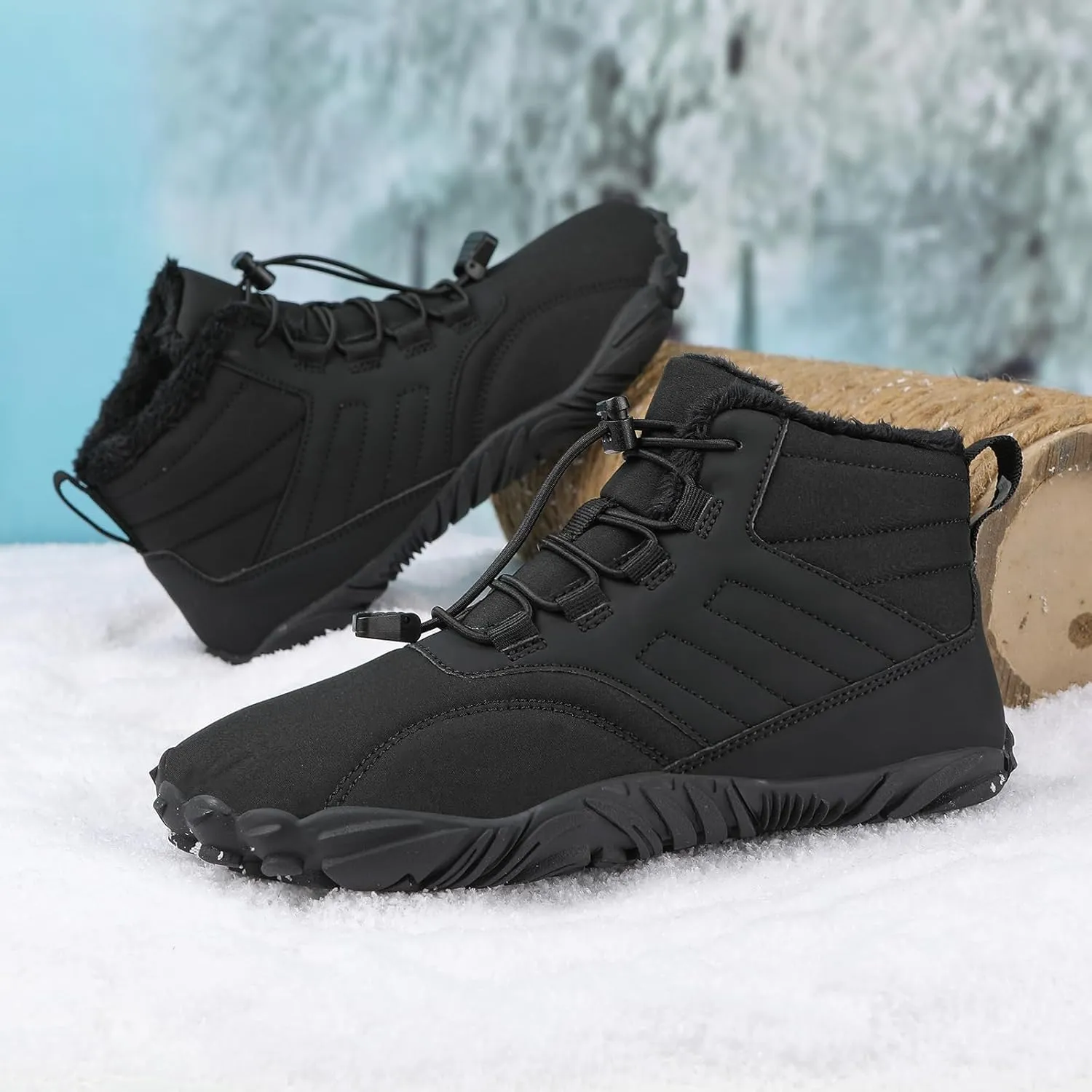 Winter Hike Barefoot Boots Womens,Warm Zero Drop Snow Boot Slip On Barefoot Footwear Men Wide Waterproof hike barefoot shoes Women Hiking Walking Outdoor