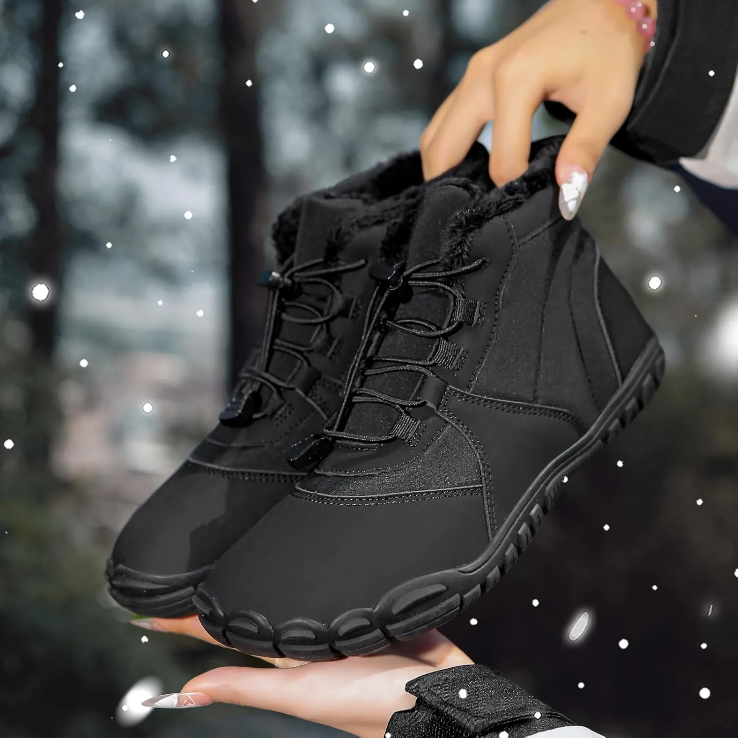 Winter Hike Barefoot Boots Womens,Warm Zero Drop Snow Boot Slip On Barefoot Footwear Men Wide Waterproof hike barefoot shoes Women Hiking Walking Outdoor