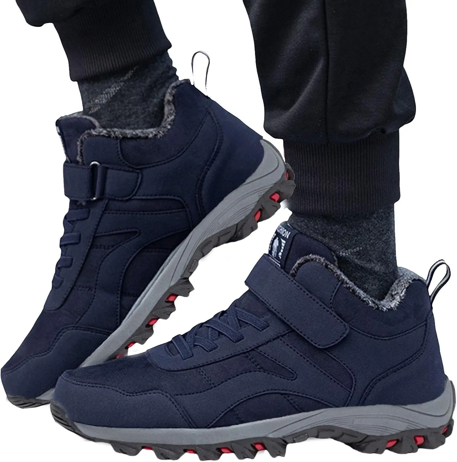Winter Sport Shoes for Men Fleece Lined Warm Running Shoes with Adjustable Closures Non Slip Walking Boots Men 12
