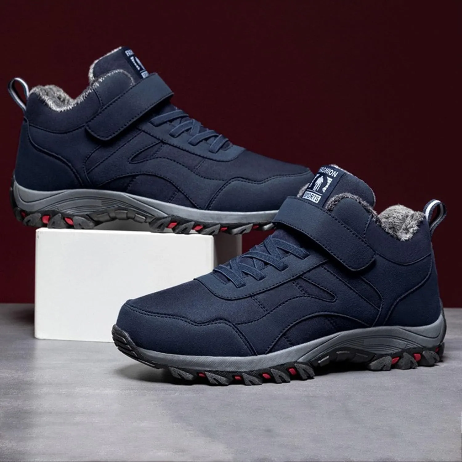 Winter Sport Shoes for Men Fleece Lined Warm Running Shoes with Adjustable Closures Non Slip Walking Boots Men 12