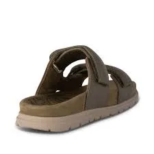 Woden Lisa Leather Slide Dark Olive