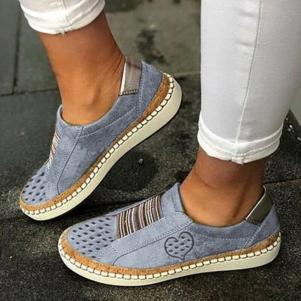 Women Casual Breathable Hollow Slip On Flat Loafers