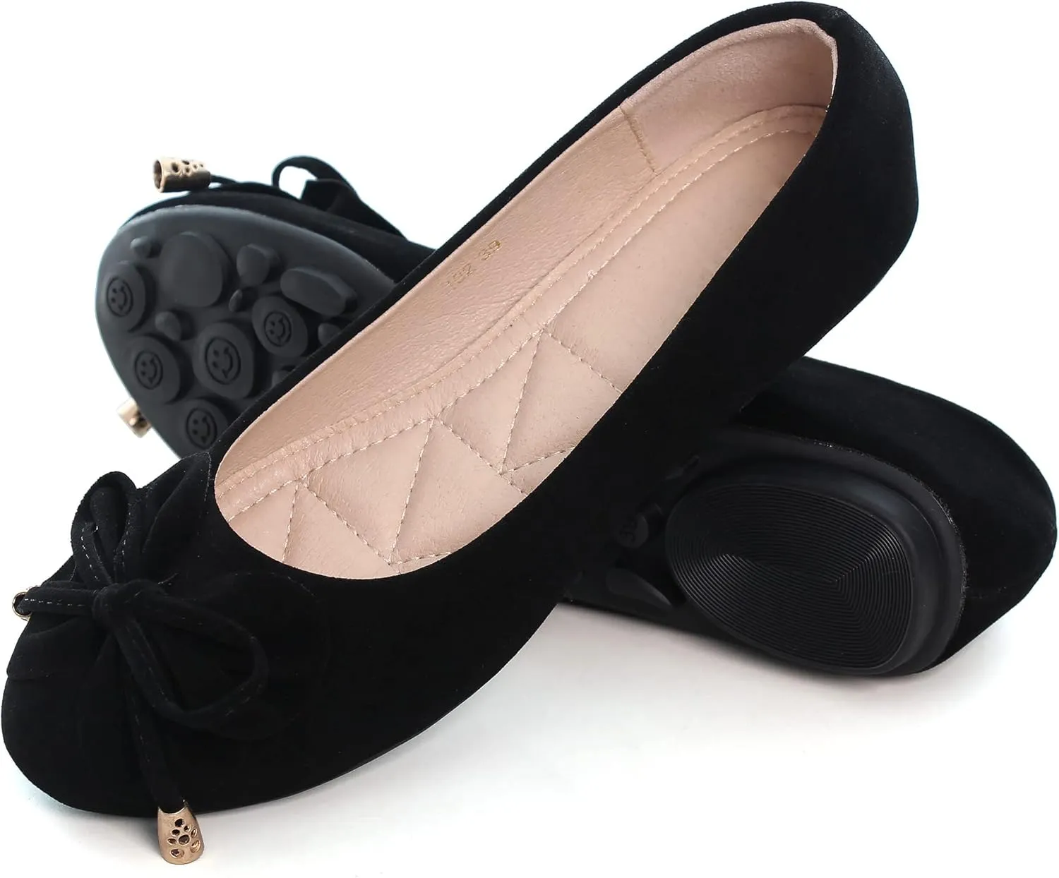 Women Classy Cute Bow-Knot Ballet Flats Round Toe Daily Cozy Comfort Slip on Flat Shoes