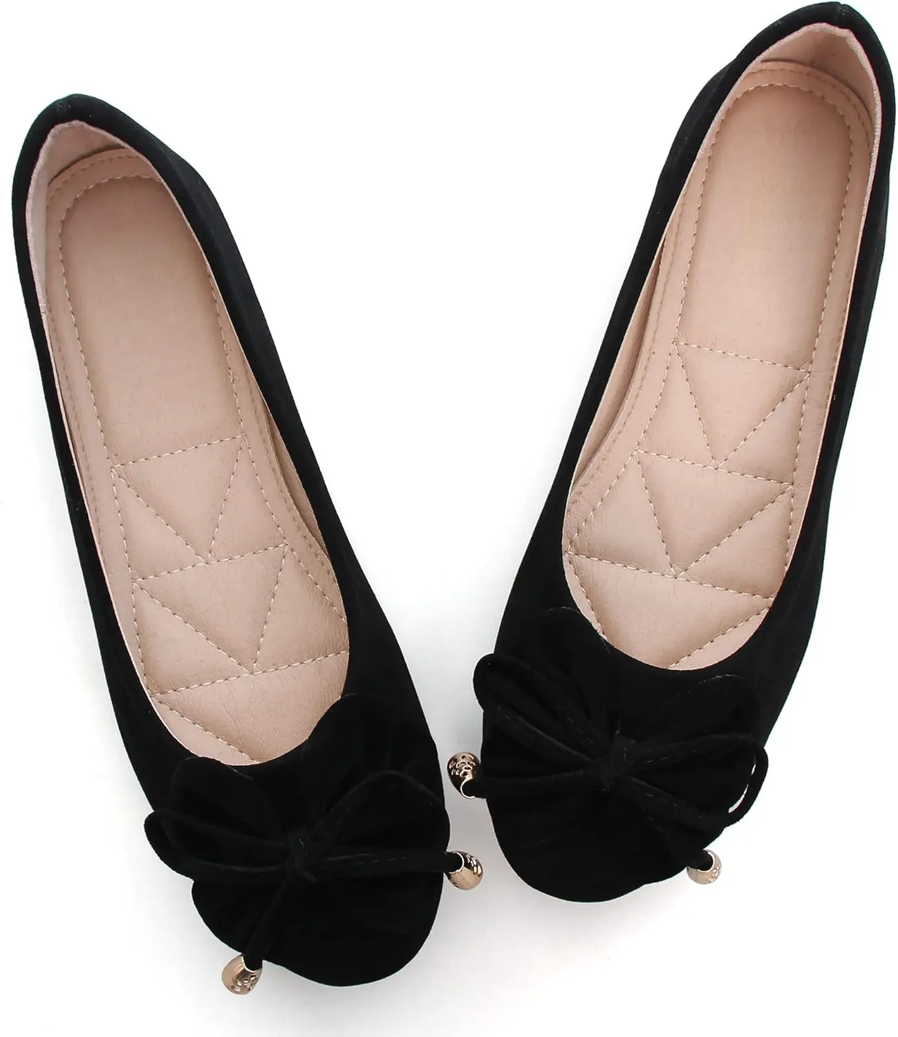 Women Classy Cute Bow-Knot Ballet Flats Round Toe Daily Cozy Comfort Slip on Flat Shoes