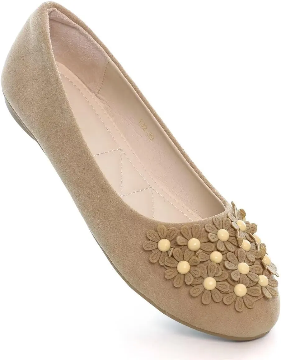 Women Classy Cute Bow-Knot Ballet Flats Round Toe Daily Cozy Comfort Slip on Flat Shoes