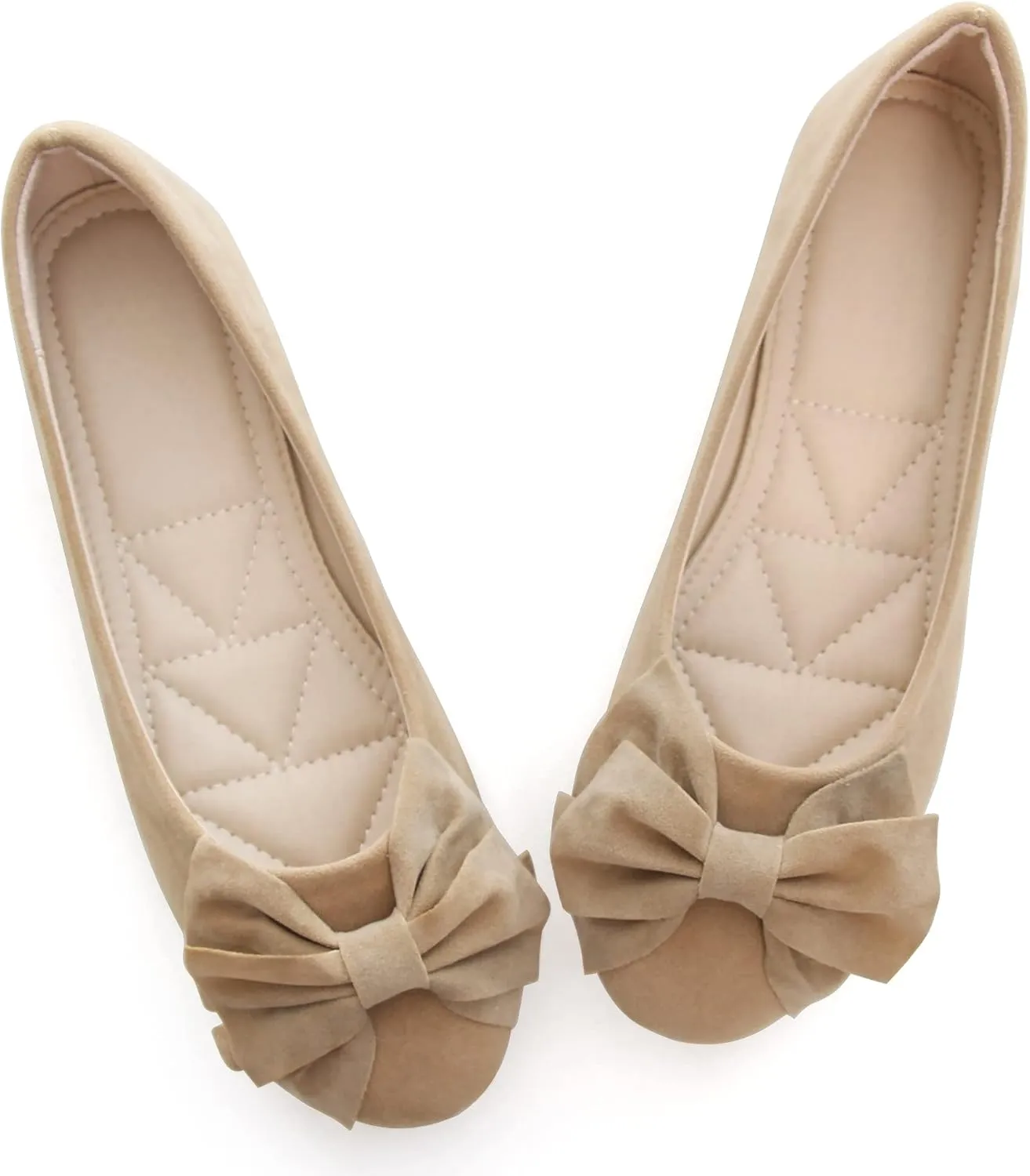 Women Classy Cute Bow-Knot Ballet Flats Round Toe Daily Cozy Comfort Slip on Flat Shoes
