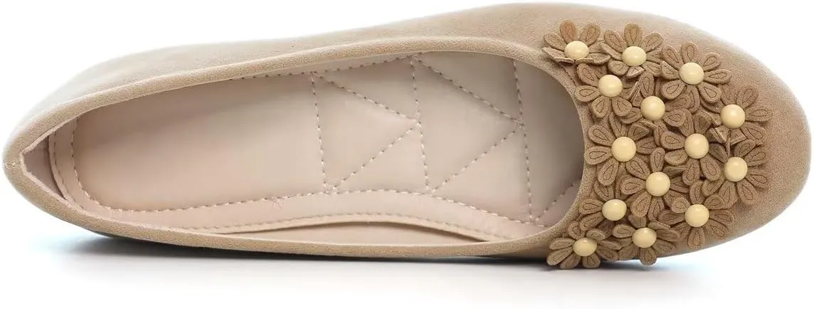 Women Classy Cute Bow-Knot Ballet Flats Round Toe Daily Cozy Comfort Slip on Flat Shoes