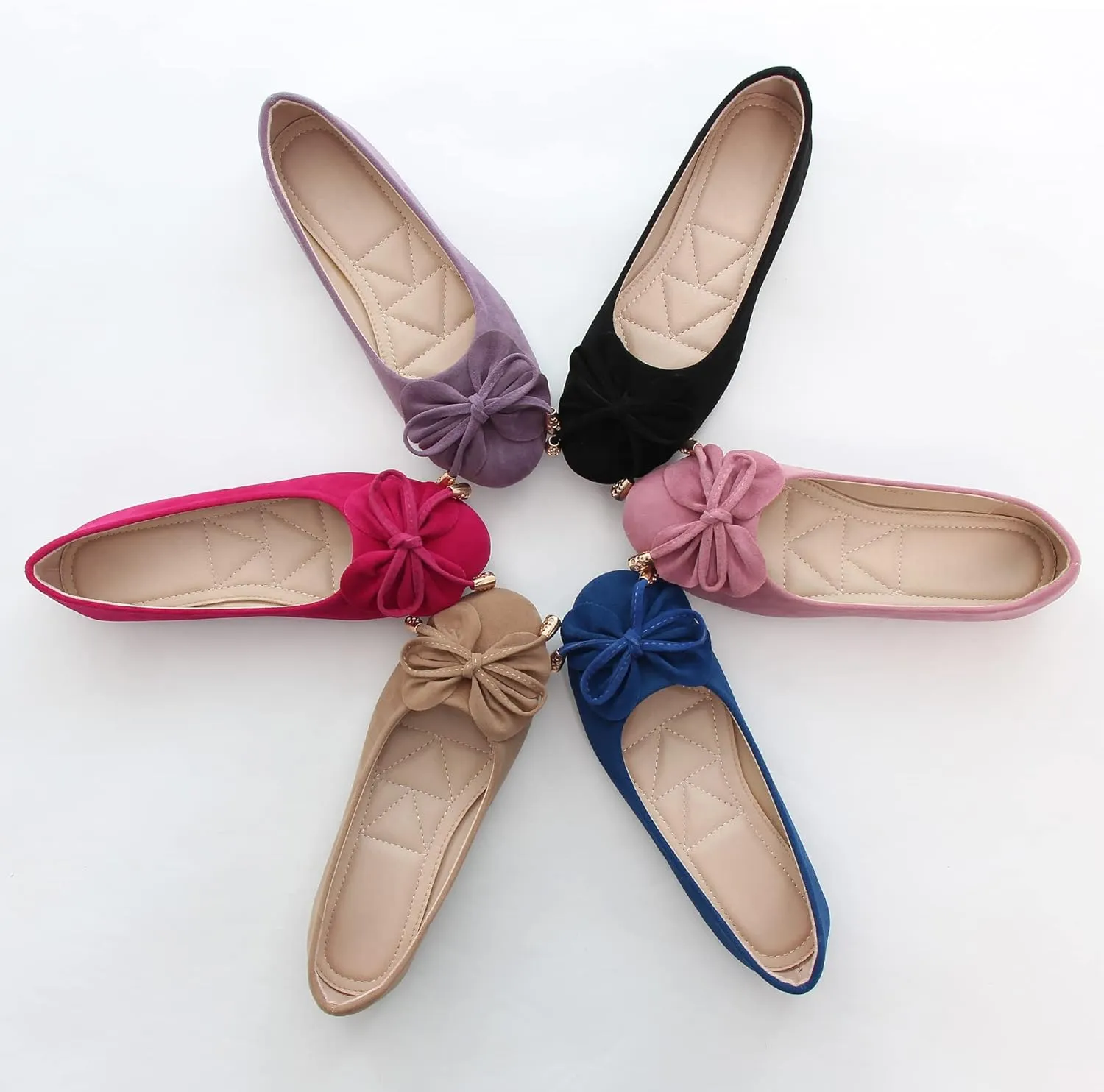 Women Classy Cute Bow-Knot Ballet Flats Round Toe Daily Cozy Comfort Slip on Flat Shoes