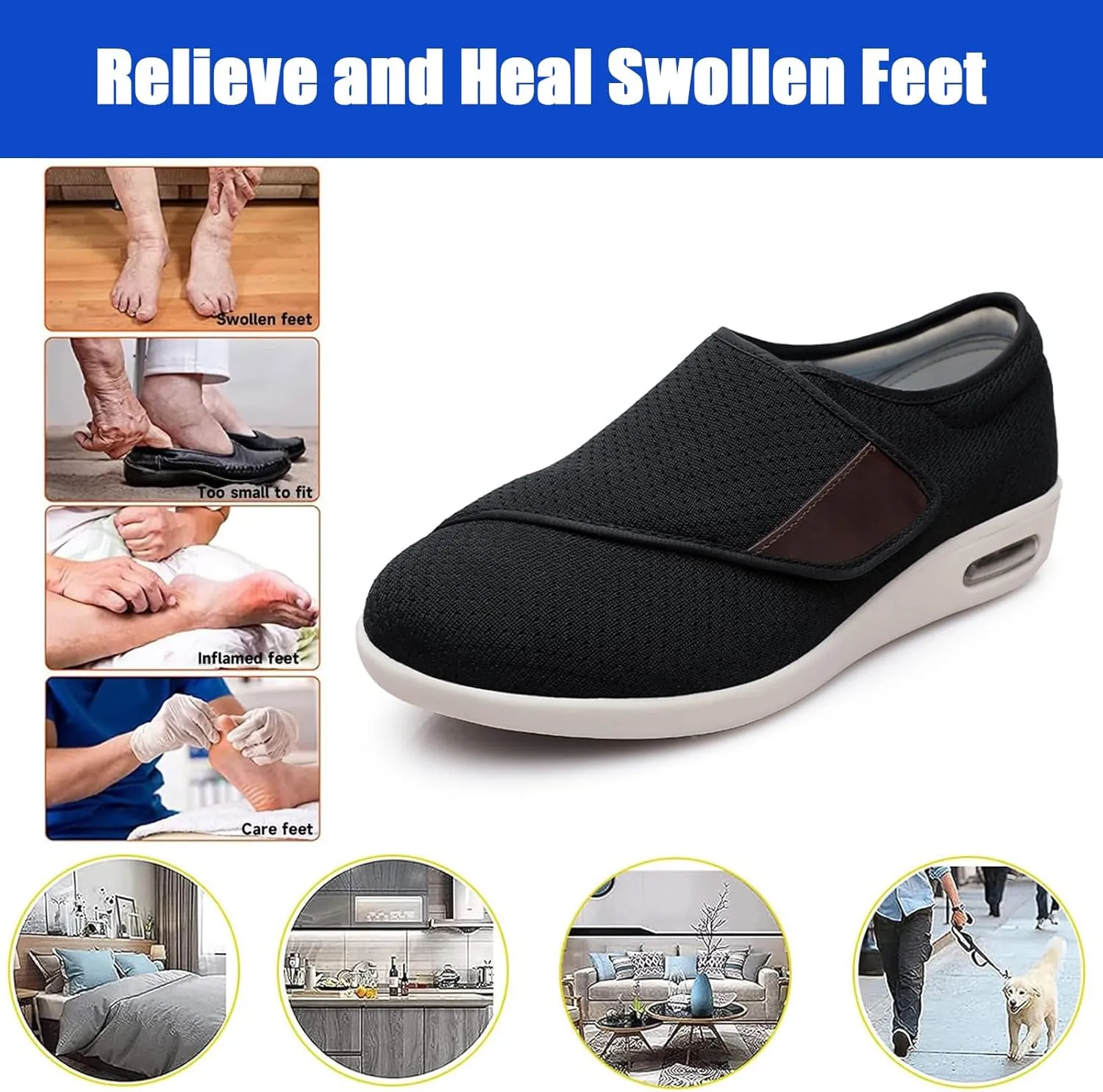 Women Men Diabetic Shoes,Orthopedic and Swollen Feet Support Shoes,Breathable Lightweight Air Cushion Walking Sneakers for Arthritis Edema Swollen Feet