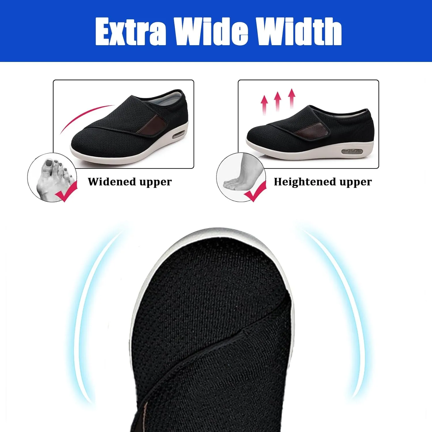 Women Men Diabetic Shoes,Orthopedic and Swollen Feet Support Shoes,Breathable Lightweight Air Cushion Walking Sneakers for Arthritis Edema Swollen Feet