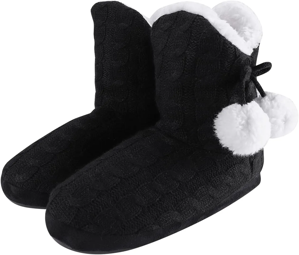 Women Slipper Boots Winter Warm Indoor Bootie Girl Plush Ankle High Boots Non-Slip Home Slipper Knit Twist Large Boot Shoes