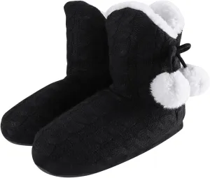 Women Slipper Boots Winter Warm Indoor Bootie Girl Plush Ankle High Boots Non-Slip Home Slipper Knit Twist Large Boot Shoes
