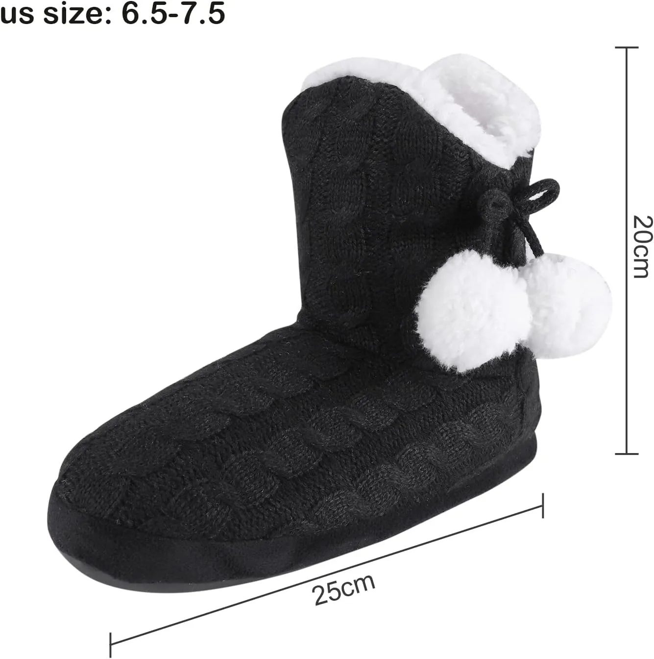 Women Slipper Boots Winter Warm Indoor Bootie Girl Plush Ankle High Boots Non-Slip Home Slipper Knit Twist Large Boot Shoes