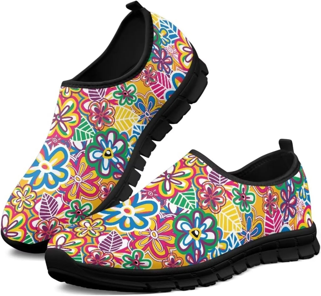 Women Sports Air Running Sneakers Lightweight Slide-in Casual Walking Shoes（Black Sole）