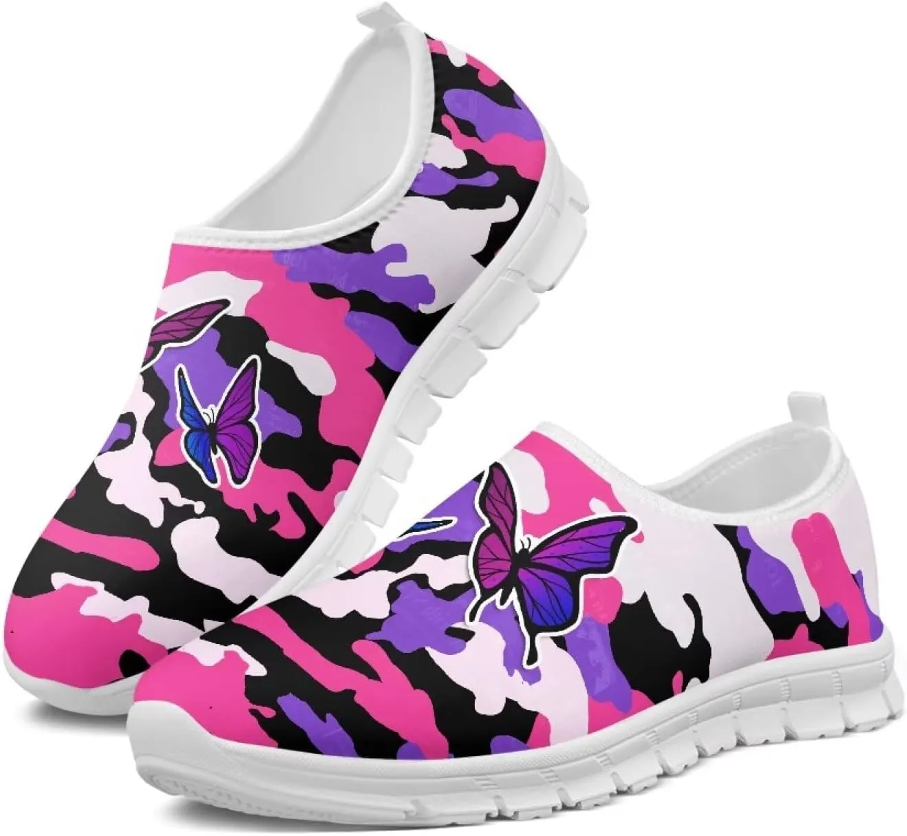 Women Sports Air Running Sneakers Lightweight Slide-in Casual Walking Shoes（White Sole）