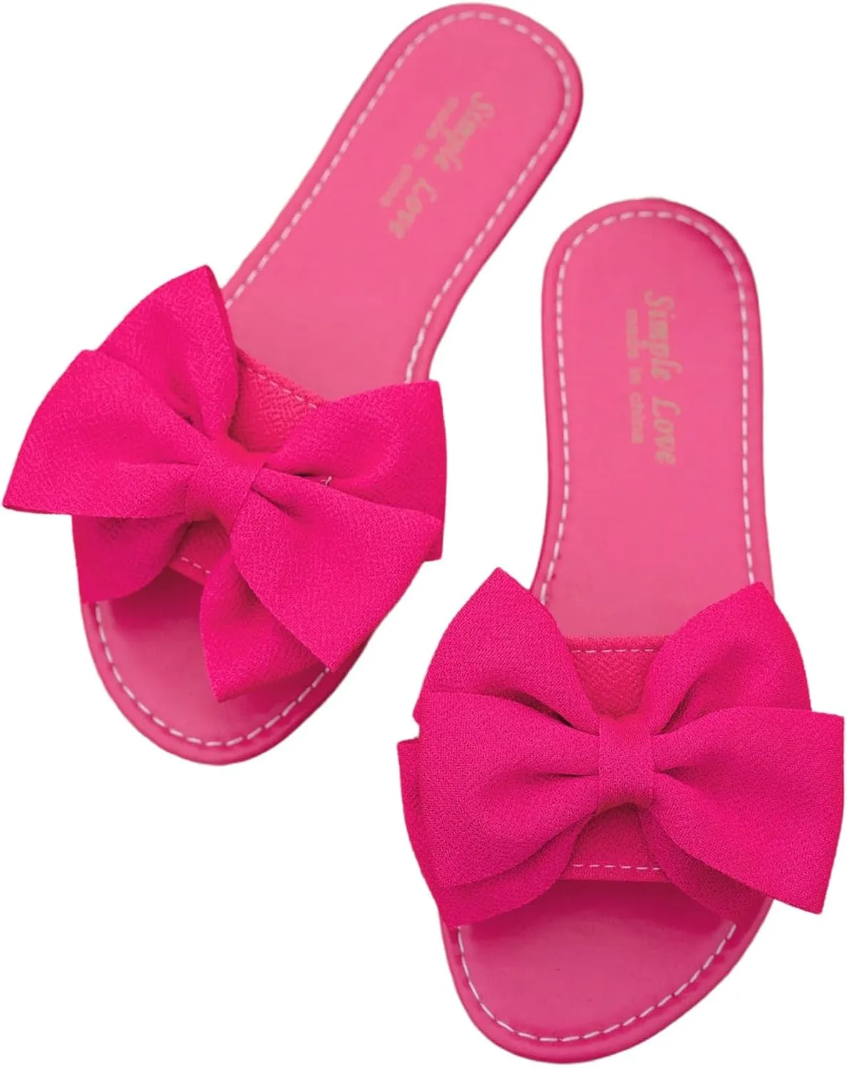 Women's Bow Flat Sandals Dressy Slide Sandals Open Toe Summer Beach Flat Shoes Slippers Slip on Slide