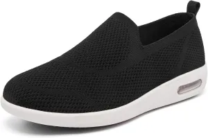 Women's Casual Walking Shoes, Breathable Knitted Upper, Anti Slip Sole with air Cushion, Fashionable and Simple Design black6-10