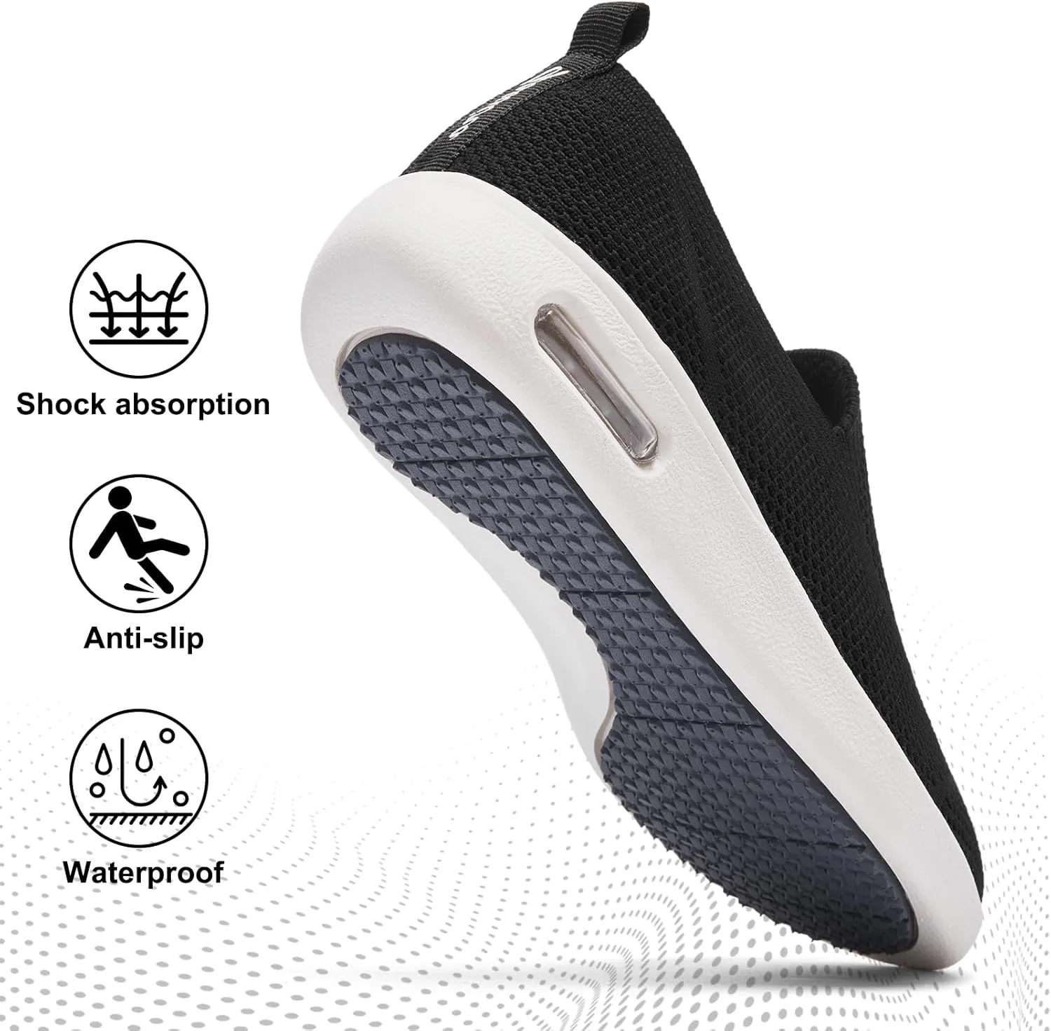 Women's Casual Walking Shoes, Breathable Knitted Upper, Anti Slip Sole with air Cushion, Fashionable and Simple Design