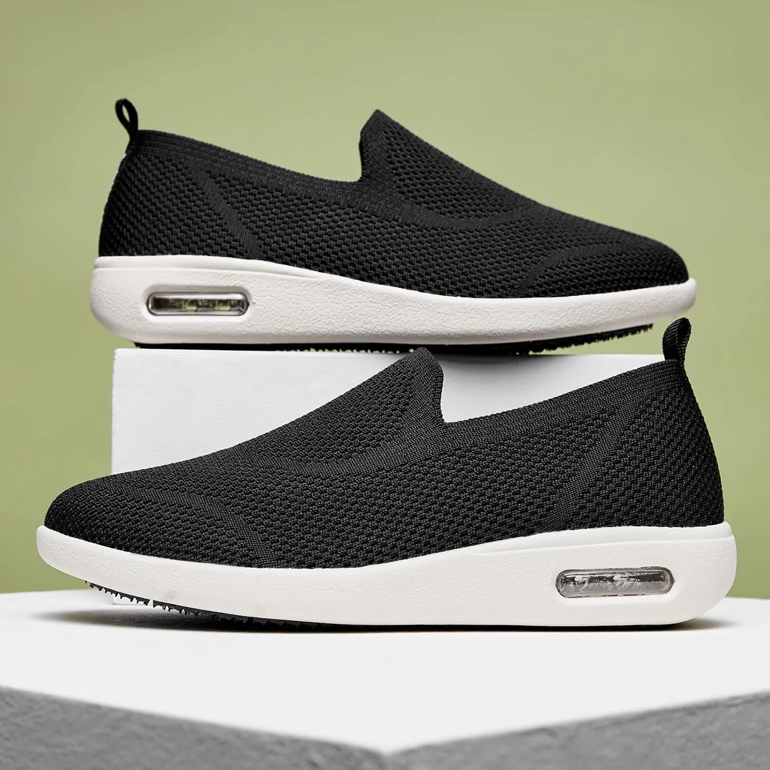 Women's Casual Walking Shoes, Breathable Knitted Upper, Anti Slip Sole with air Cushion, Fashionable and Simple Design