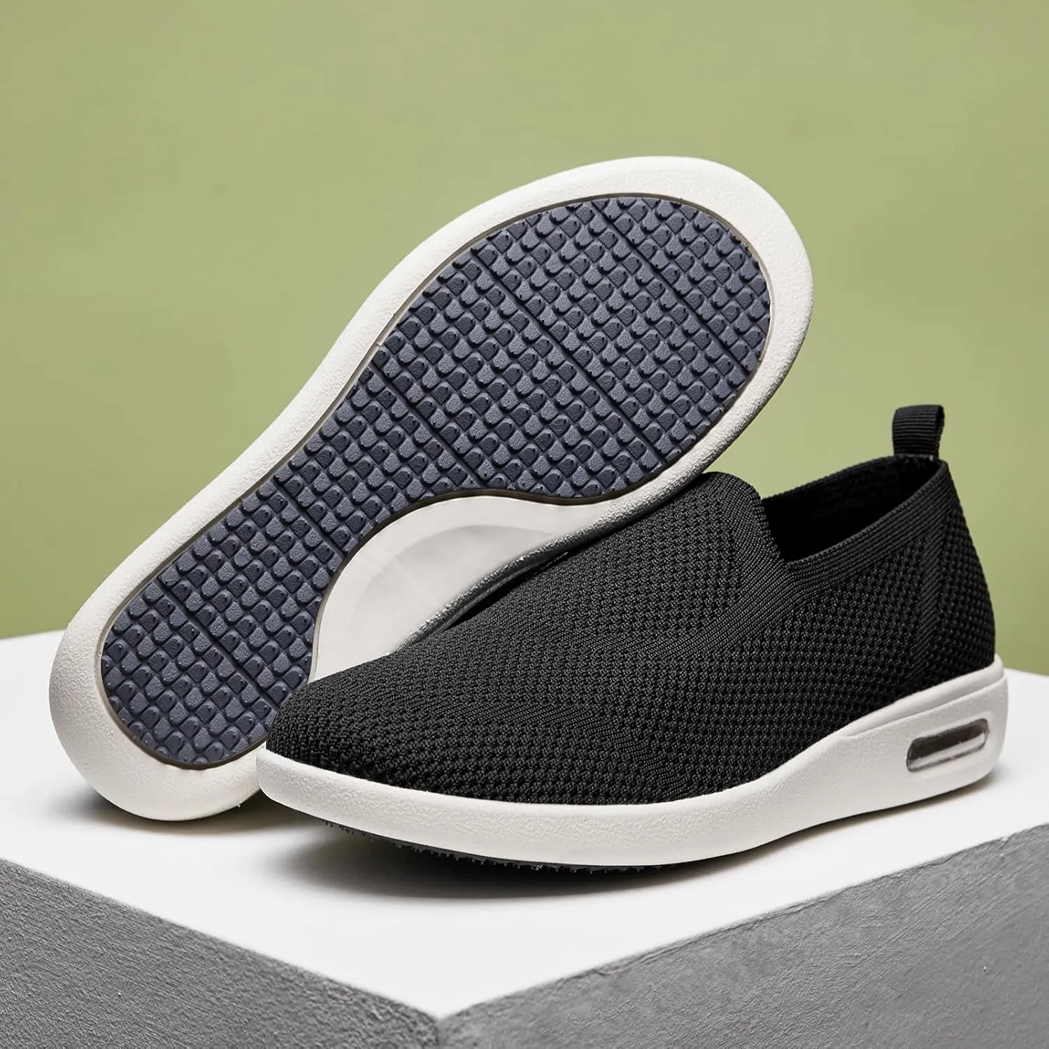 Women's Casual Walking Shoes, Breathable Knitted Upper, Anti Slip Sole with air Cushion, Fashionable and Simple Design