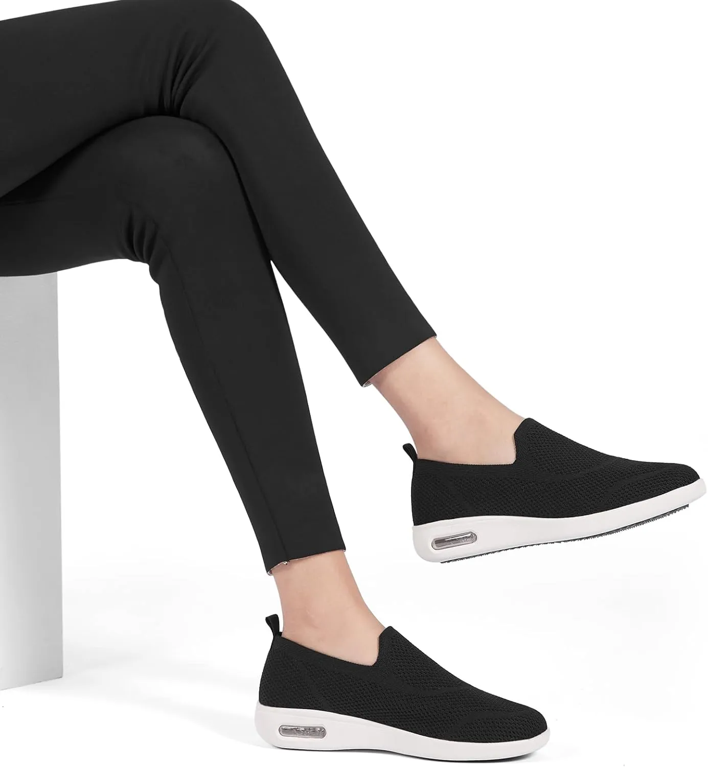 Women's Casual Walking Shoes, Breathable Knitted Upper, Anti Slip Sole with air Cushion, Fashionable and Simple Design