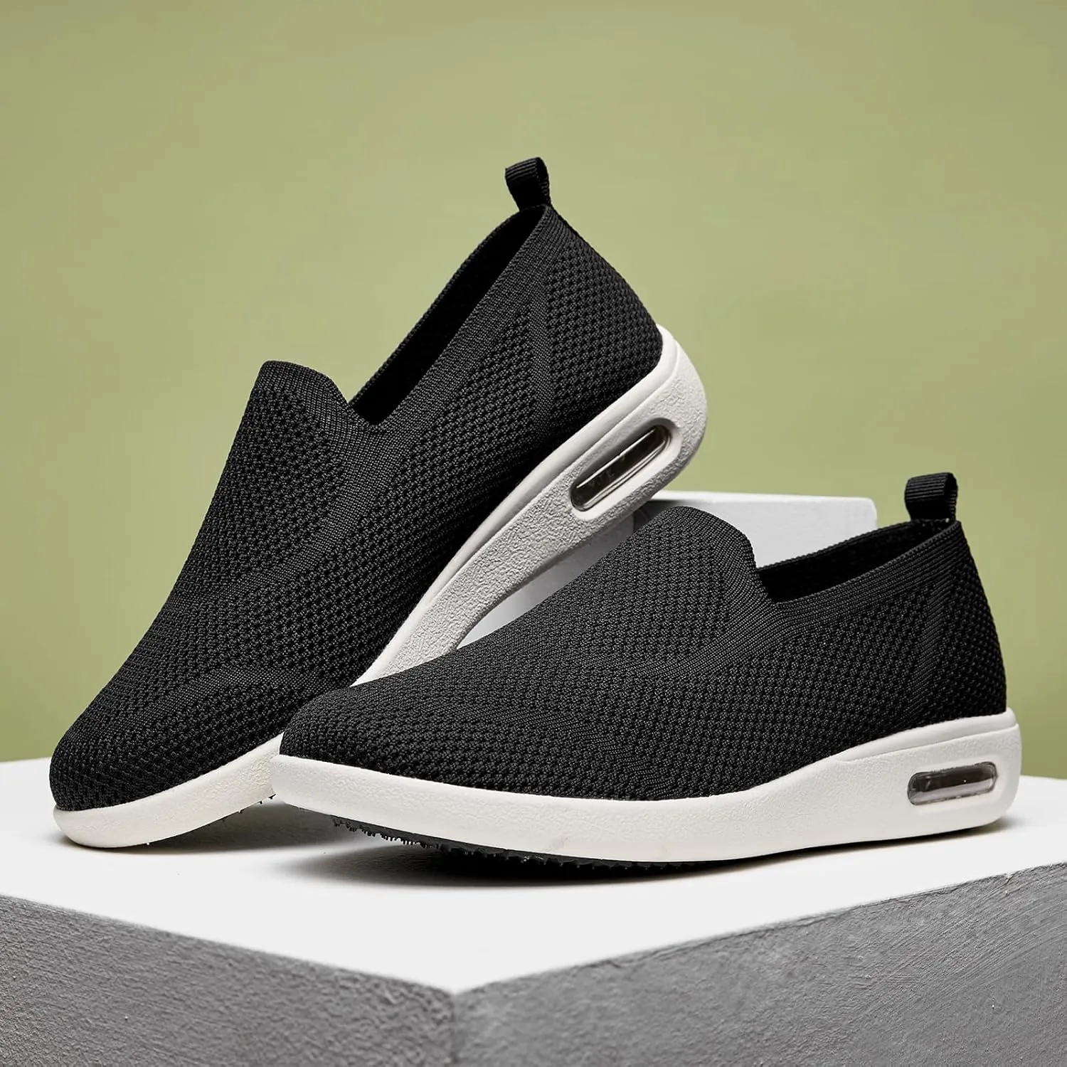 Women's Casual Walking Shoes, Breathable Knitted Upper, Anti Slip Sole with air Cushion, Fashionable and Simple Design