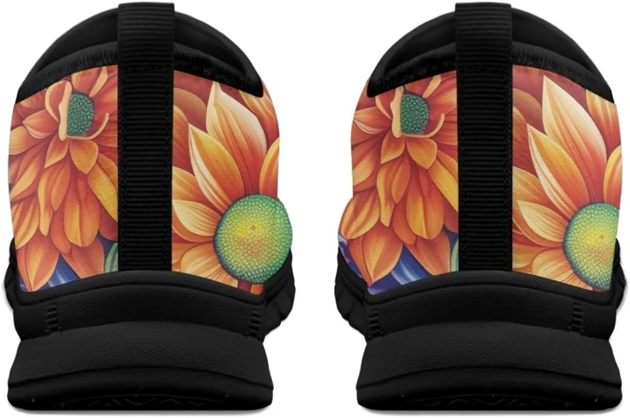 Women's Casual Walking Shoes with Flower,Slip On Mesh Sneakers Lightweight Anti Slip Running Shoes Gym Workout Shoes Trainers