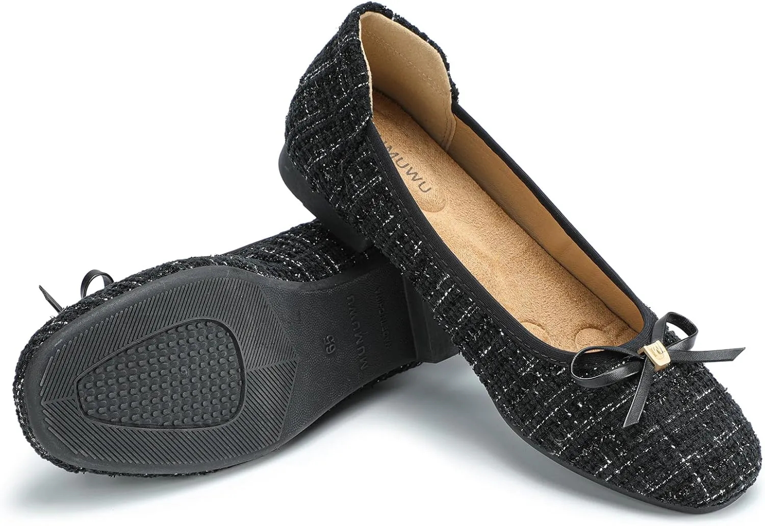 Women's Comfortable Ballet Flats Round Toe Flat Shoes for Women Bow Dressy Flats Shoes with Arch Support Insole