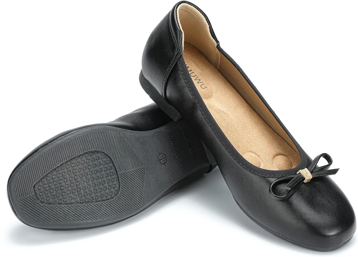 Women's Comfortable Ballet Flats Round Toe Flat Shoes for Women Bow Dressy Flats Shoes with Arch Support Insole