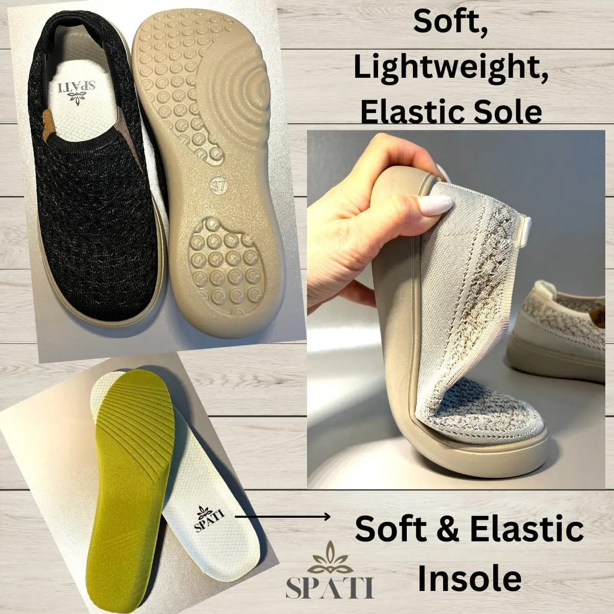 Women's Comfortable Mesh Breathable Slip-On Shoes Sneakers, Lightweight, Anti-Slip Thick Sole Flat Shoes for Travel & Walking, Casual Loafers for Spring, Summer, and Autumn