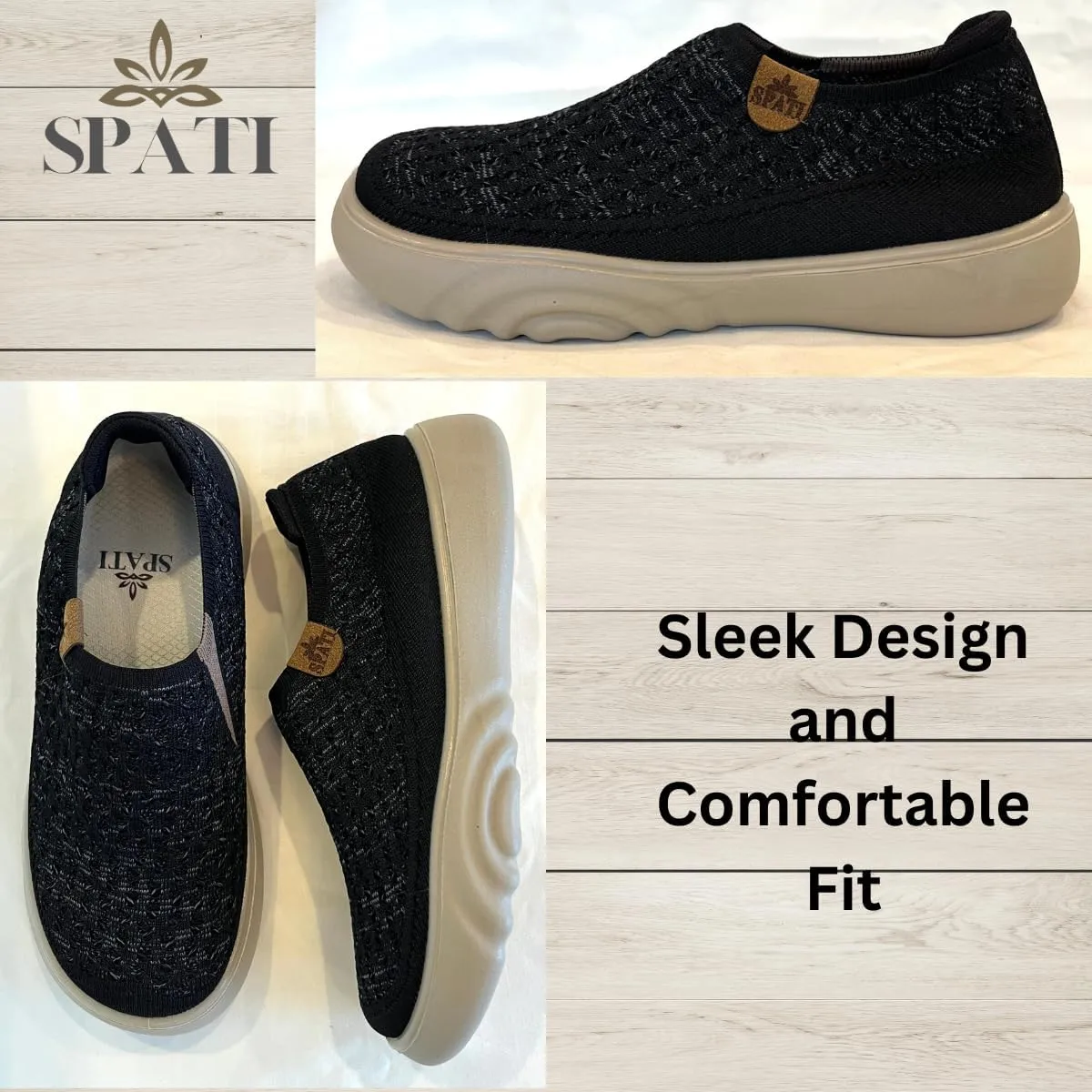 Women's Comfortable Mesh Breathable Slip-On Shoes Sneakers, Lightweight, Anti-Slip Thick Sole Flat Shoes for Travel & Walking, Casual Loafers for Spring, Summer, and Autumn