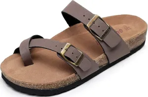 Women's Cork Footbed Slide Sandals With Arch Support,Comfortable Summer Beach Sandals For Women Girls Ladies