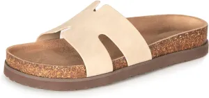 Women's Cork Footbed Slide Sandals with Arch Support,Comfortable Summer Flat Sandals for Women,Memory Foam Outdoor Slippers