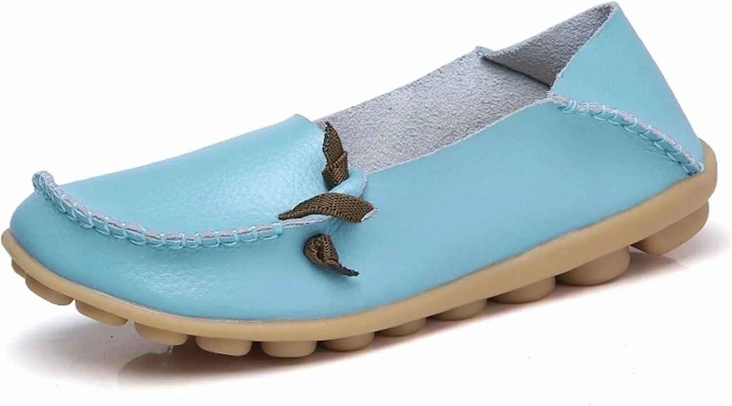 Women's Cowhide Leather Slipper Loafers Flat Shoes Slip-Ons