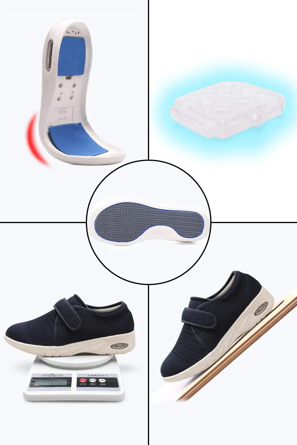 Women's Diabetic Shoes for Women Casual Adjustable Walking Shoes Wide Shoes for Elderly Swollen Feet Non-Slip Air Cushion Bottom Fattening and Widening