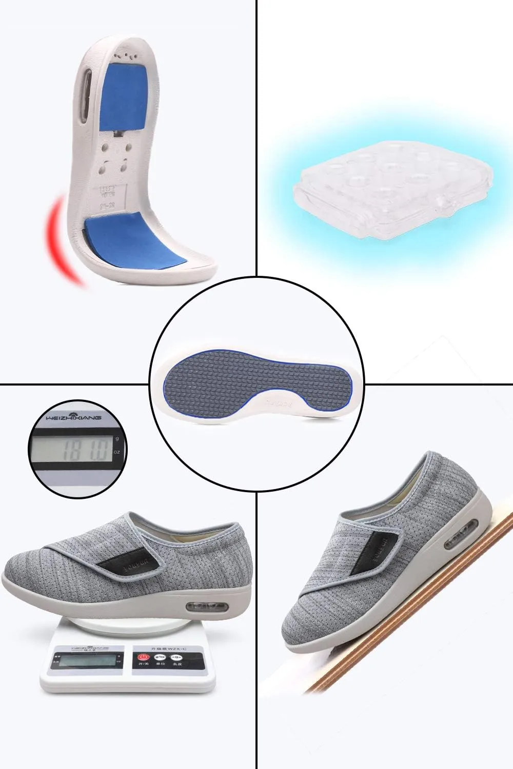 Women's Diabetic Shoes for Women Casual Adjustable Walking Shoes Wide Shoes for Elderly Swollen Feet Non-Slip Air Cushion Bottom Fattening and Widening