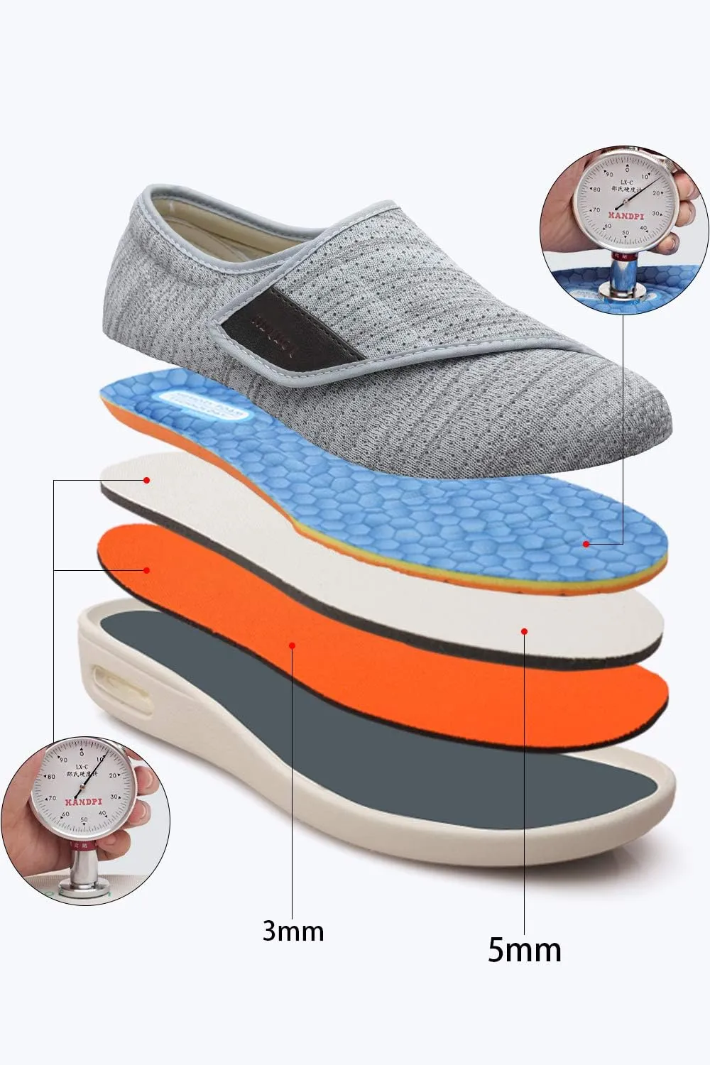 Women's Diabetic Shoes for Women Casual Adjustable Walking Shoes Wide Shoes for Elderly Swollen Feet Non-Slip Air Cushion Bottom Fattening and Widening