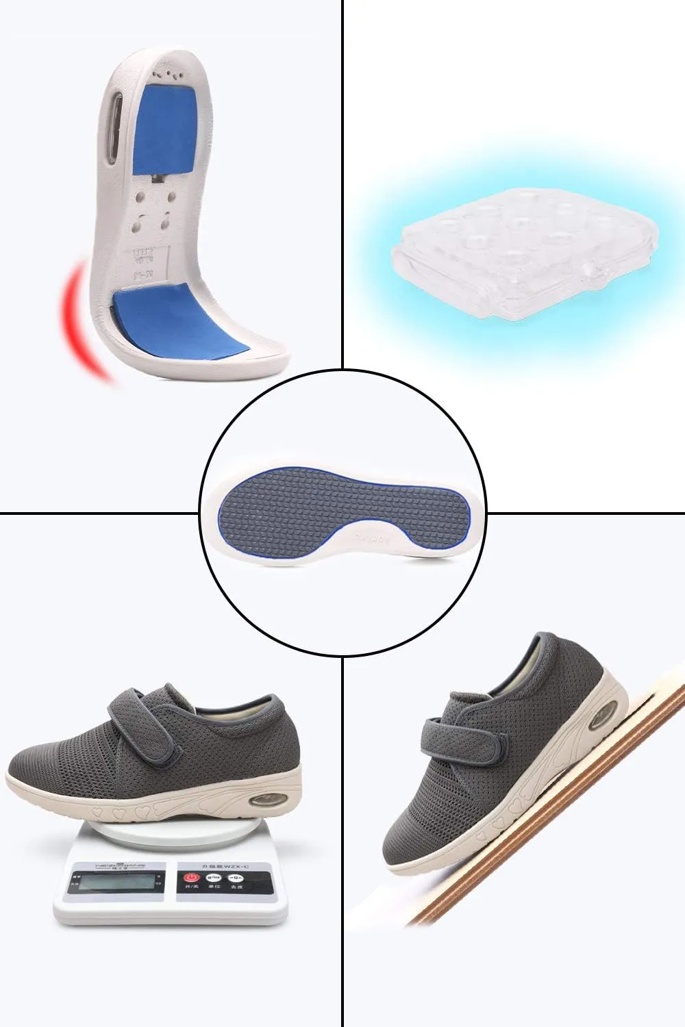Women's Diabetic Shoes for Women Casual Adjustable Walking Shoes Wide Shoes for Elderly Swollen Feet Non-Slip Air Cushion Bottom Fattening and Widening